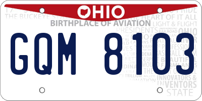 OH license plate GQM8103