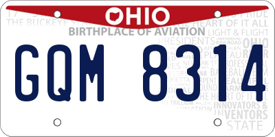 OH license plate GQM8314