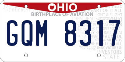 OH license plate GQM8317