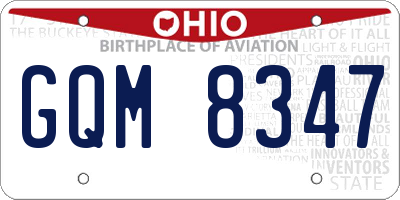 OH license plate GQM8347