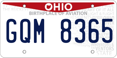 OH license plate GQM8365
