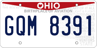 OH license plate GQM8391