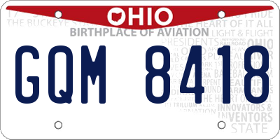 OH license plate GQM8418