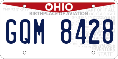 OH license plate GQM8428