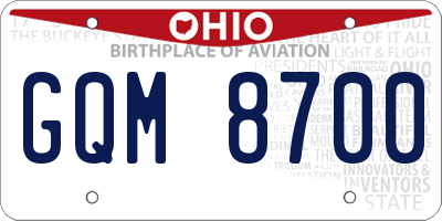 OH license plate GQM8700