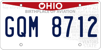 OH license plate GQM8712