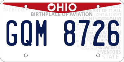 OH license plate GQM8726