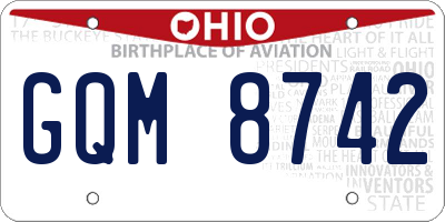 OH license plate GQM8742