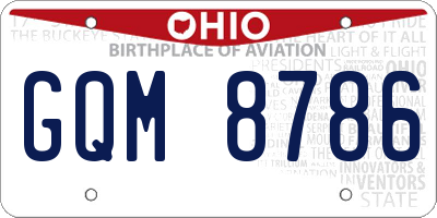 OH license plate GQM8786