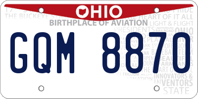 OH license plate GQM8870