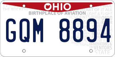OH license plate GQM8894