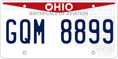 OH license plate GQM8899