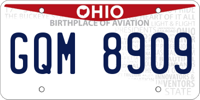 OH license plate GQM8909