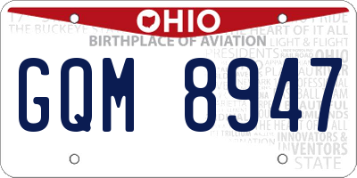 OH license plate GQM8947