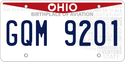 OH license plate GQM9201