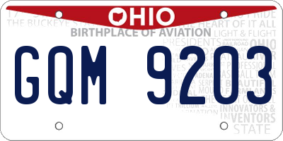 OH license plate GQM9203
