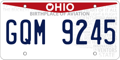 OH license plate GQM9245
