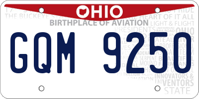 OH license plate GQM9250