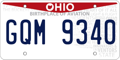 OH license plate GQM9340
