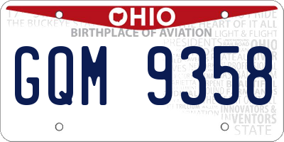 OH license plate GQM9358