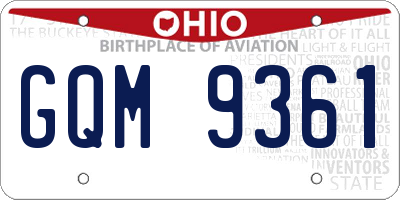 OH license plate GQM9361
