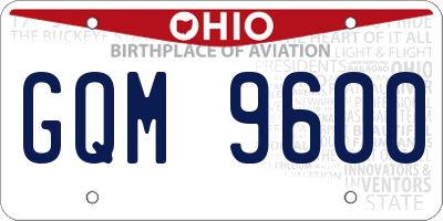 OH license plate GQM9600