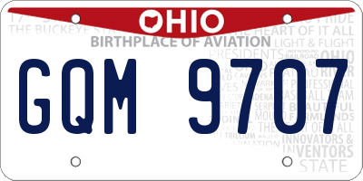 OH license plate GQM9707