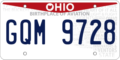 OH license plate GQM9728