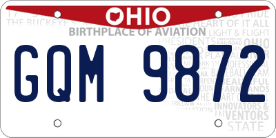 OH license plate GQM9872