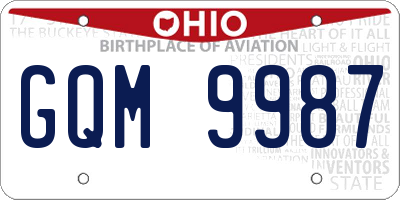 OH license plate GQM9987