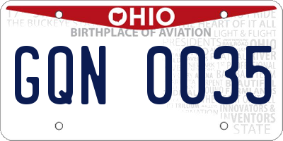 OH license plate GQN0035