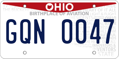 OH license plate GQN0047