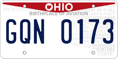 OH license plate GQN0173