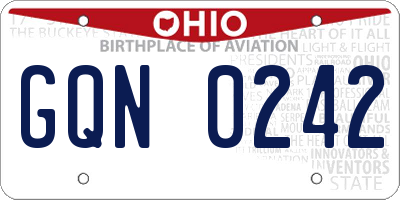 OH license plate GQN0242