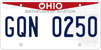 OH license plate GQN0250