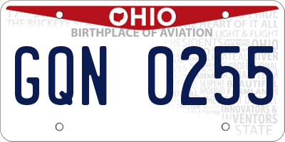 OH license plate GQN0255