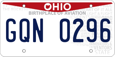 OH license plate GQN0296