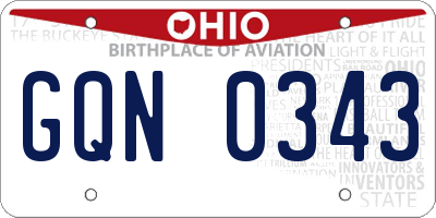 OH license plate GQN0343