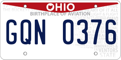 OH license plate GQN0376