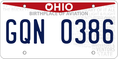 OH license plate GQN0386