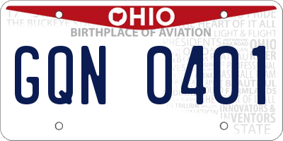 OH license plate GQN0401