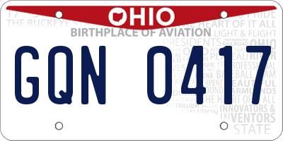 OH license plate GQN0417