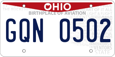 OH license plate GQN0502