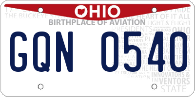 OH license plate GQN0540