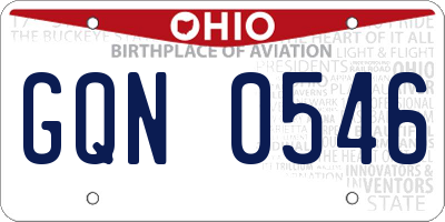 OH license plate GQN0546