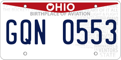 OH license plate GQN0553