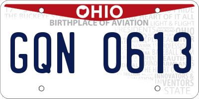 OH license plate GQN0613