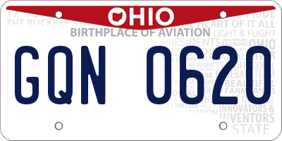 OH license plate GQN0620