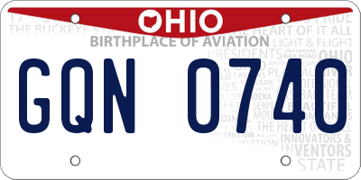 OH license plate GQN0740