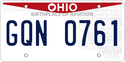 OH license plate GQN0761